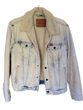 Levi’s Bleached Sherpa Trucker Denim Jacket S